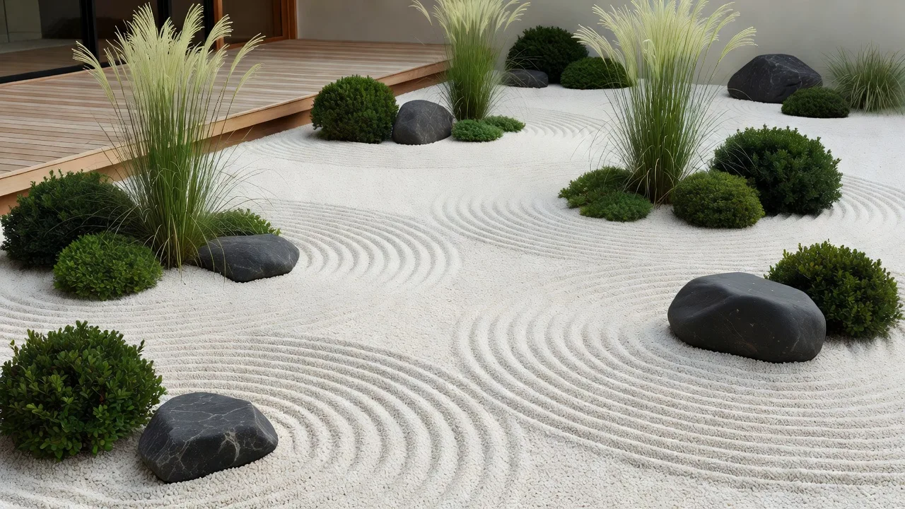 ミニマルな砂利の庭